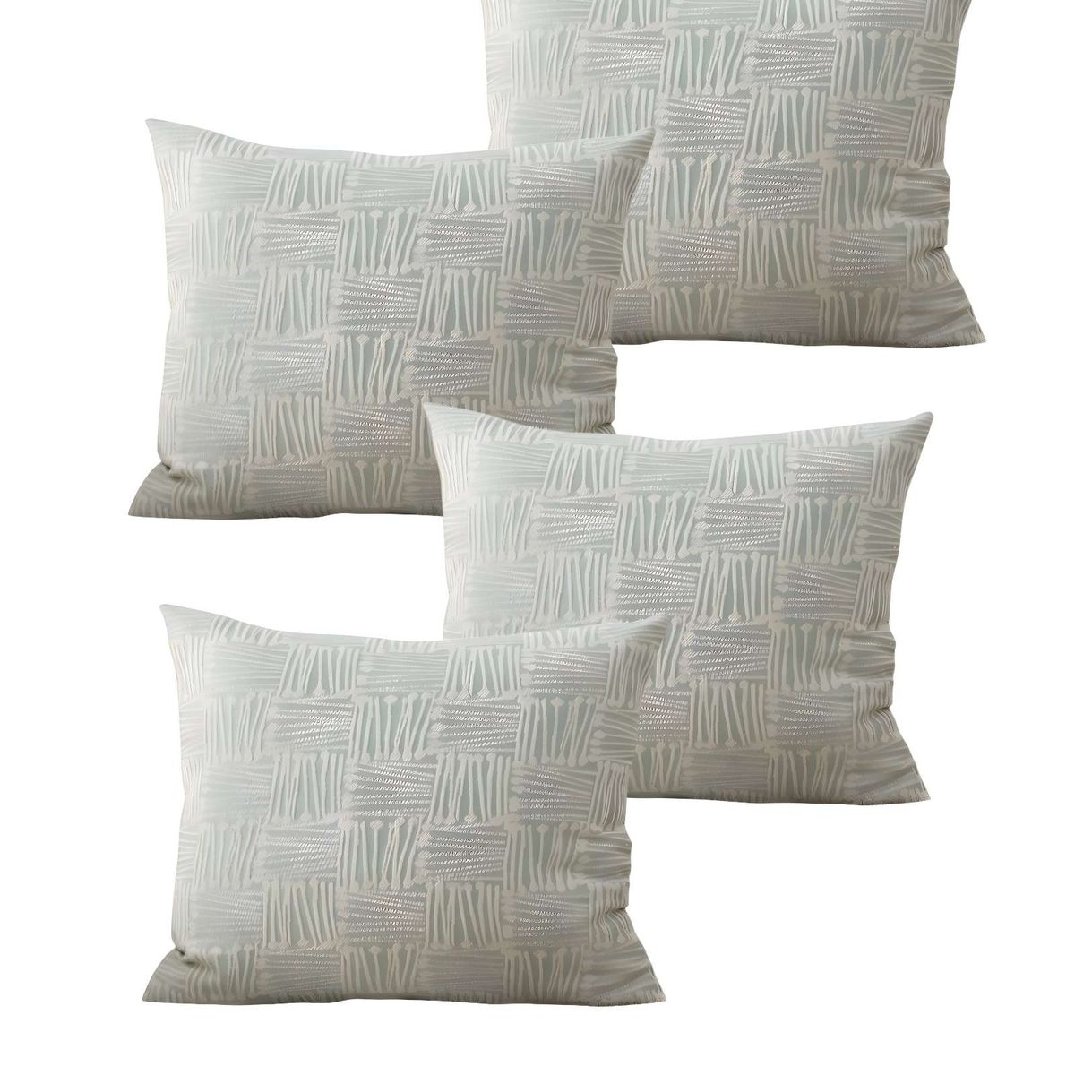 GENERICO - PACK DE 4 FUNDAS DE COJIN CUADROS CELESTE