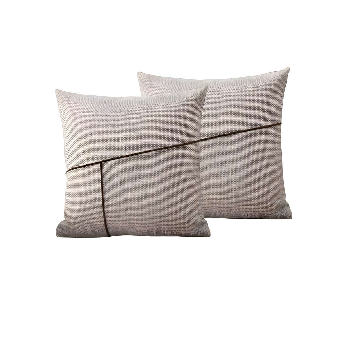 GENERICO - PACK DE 2 FUNDAS CHENILLE CON LINEAS GRIS