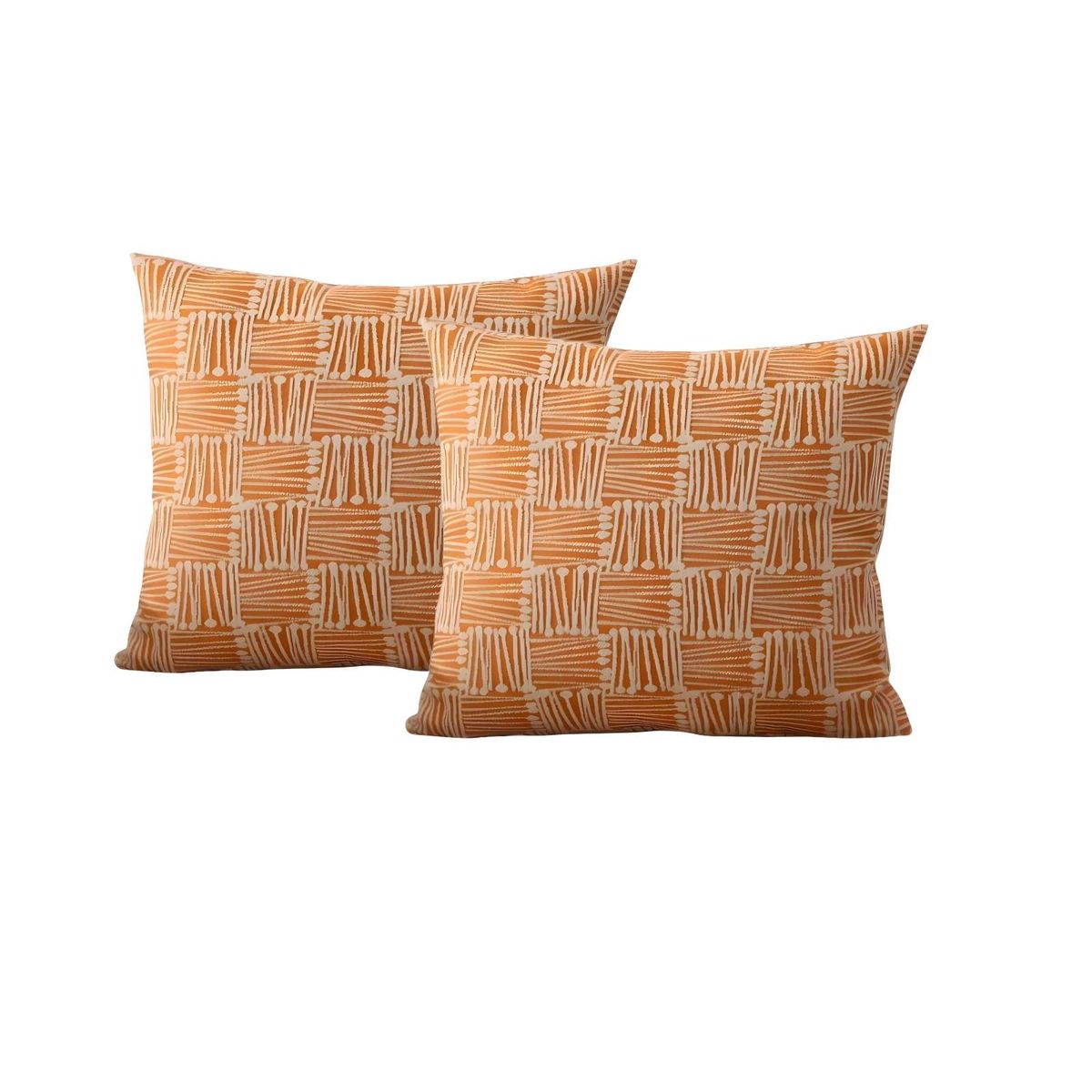 GENERICO - PACK DE 2 FUNDAS DE COJIN CUADROS ANARANJADO