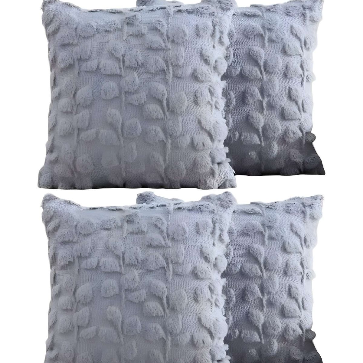 GENERICO - PACK DE 4 FUNDAS PELUDA DISEÑO HOJAS MORADO