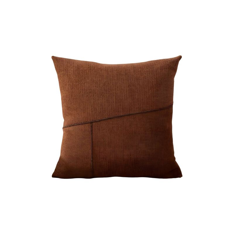 GENERICO - PACK DE 4 FUNDAS CHENILLE CON LINEAS CAFÉ