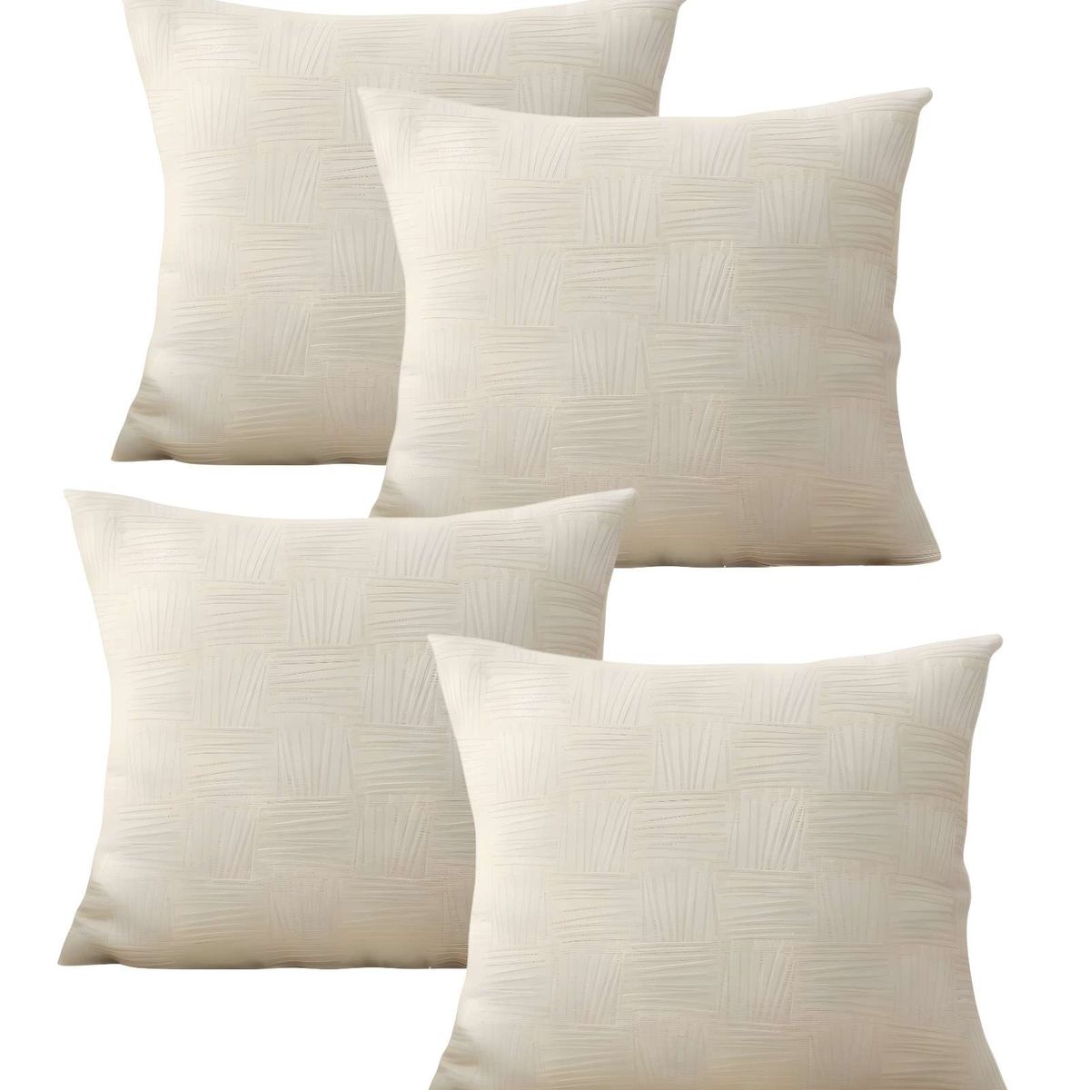 GENERICO - PACK DE 4 FUNDAS DE COJIN CUADROS BLANCO