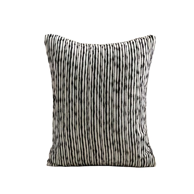 GENERICO - JUEGO DE 2 FUNDAS DE COJIN CHENILLE LINEA NEGRO