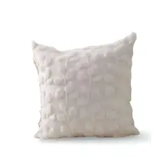 GENERICO - JUEGO DE 2 FUNDAS PELUDA DISEÑO HOJAS BLANCO