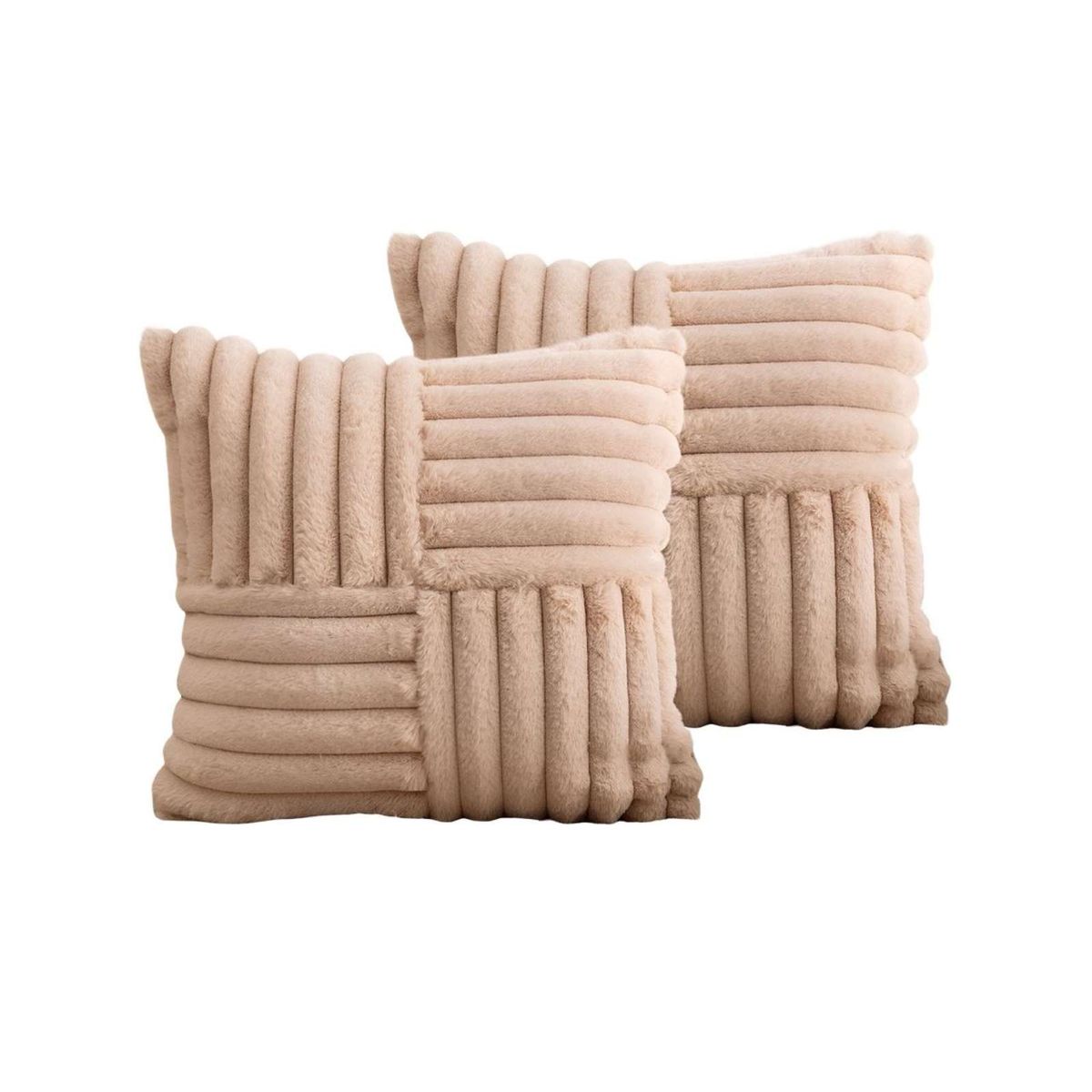 GENERICO - JUEGO DE 2 FUNDAS PELUDA EMPALMADA BEIGE…