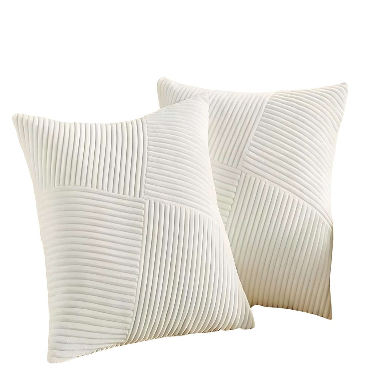 GENERICO - JUEGO DE 2 FUNDAS DE COJIN FELPA BLANCO