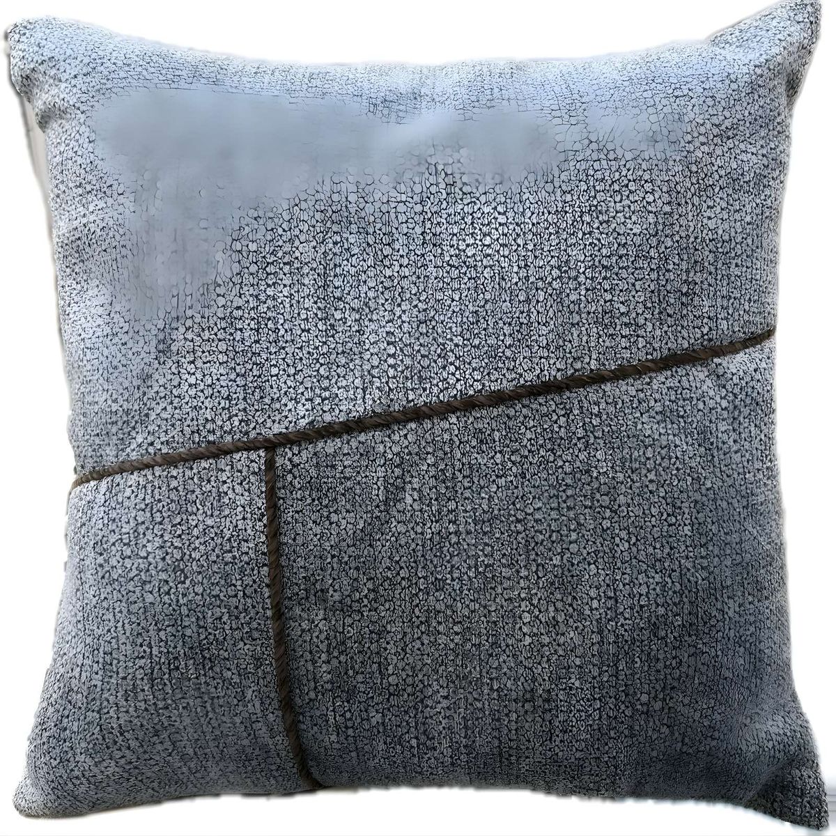 GENERICO - JUEGO DE 2 FUNDAS CHENILLE CON LINEAS AZUL