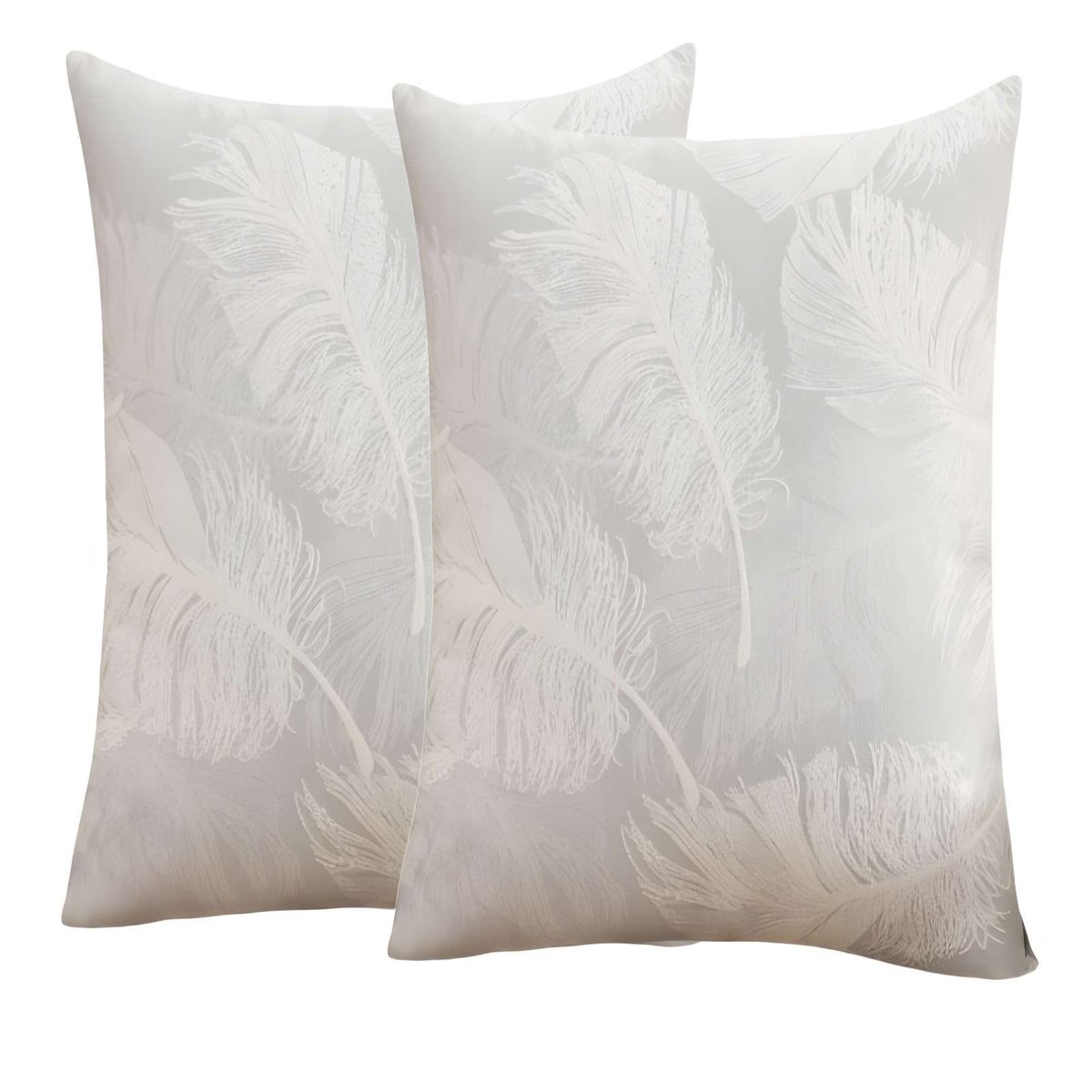 GENERICO - JUEGO DE 2 FUNDAS DE COJIN DE HOJAS GRIS