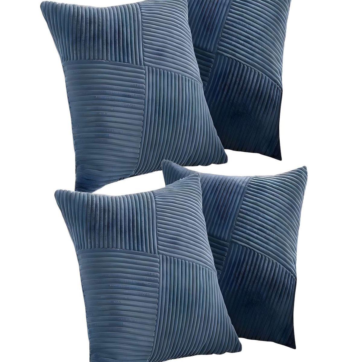 GENERICO - JUEGO DE 4 FUNDAS DE COJIN FELPA AZUL…