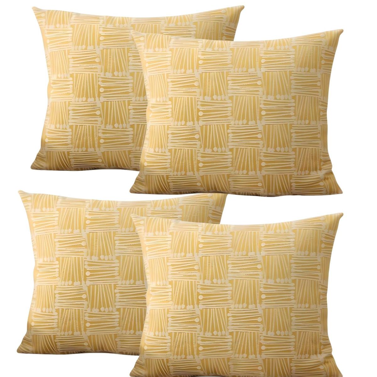 GENERICO - JUEGO DE 4 FUNDAS DE COJIN CUADROS AMARILLO…