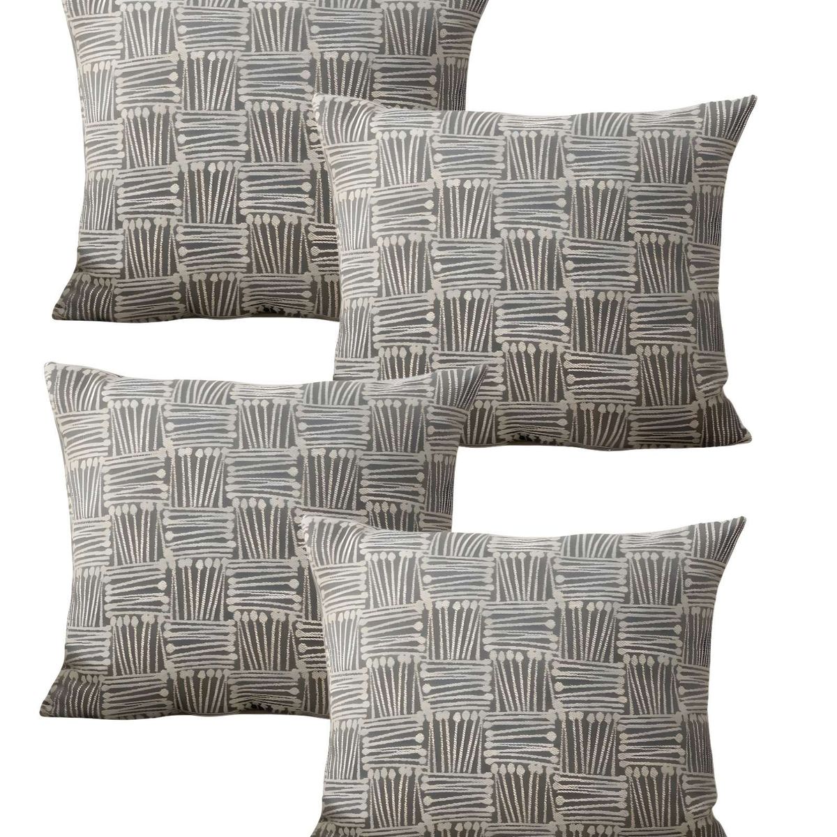 GENERICO - JUEGO DE 4 FUNDAS DE COJIN CUADROS GRIS…