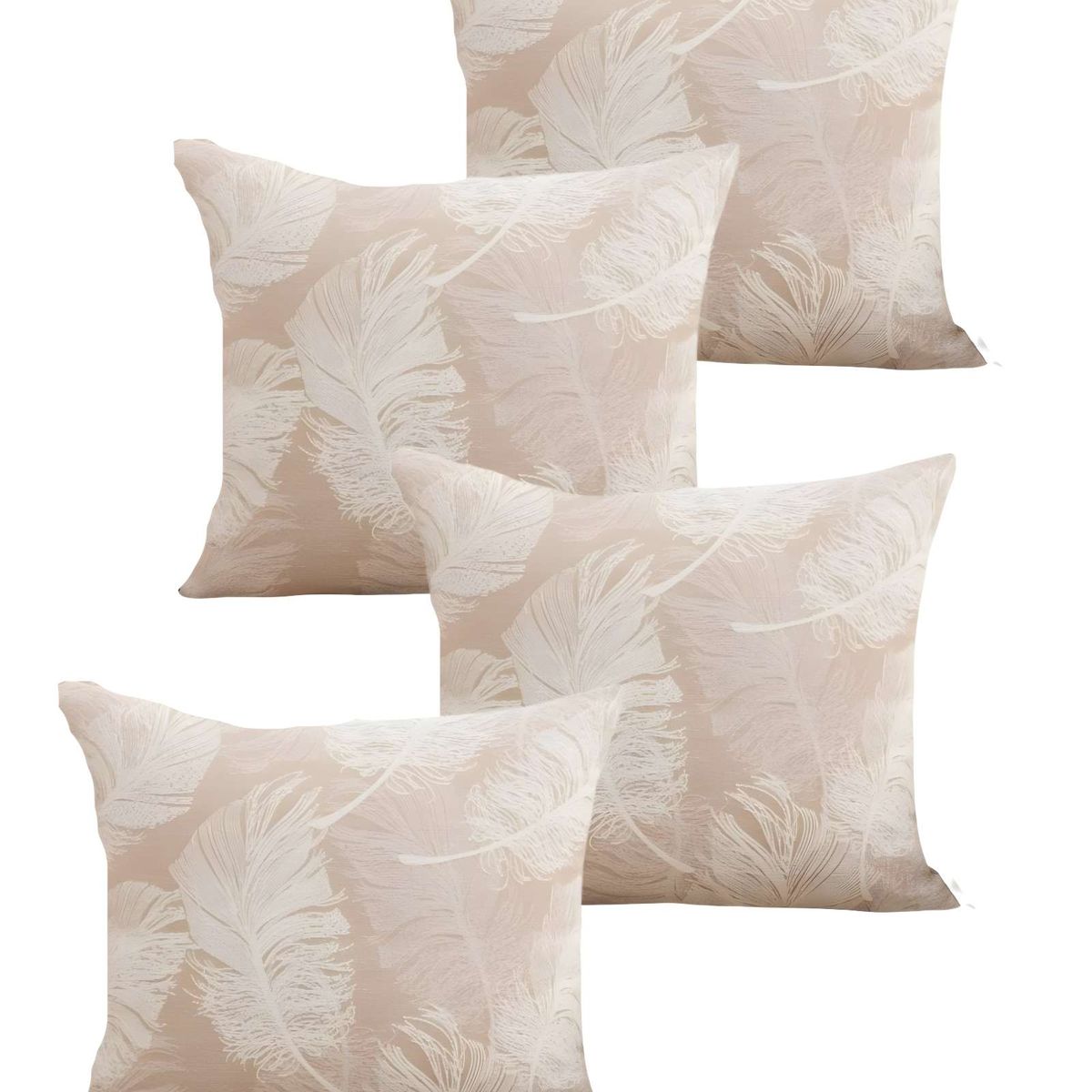 GENERICO - JUEGO DE 4 FUNDAS DE COJIN DE HOJAS BEIGE…