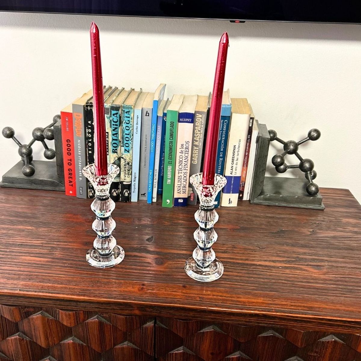 BOHEMIK - Set de 4 Velas Columnas tono Metálicos color Rojo