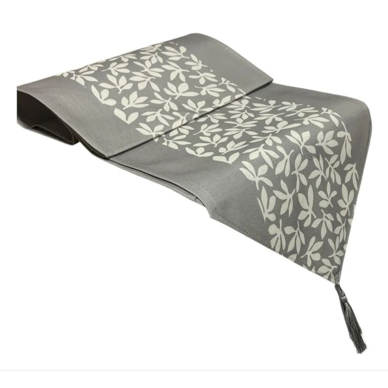 NICE - Camino de Mesa Rectangular Lino Gris Flores 180x38 cm