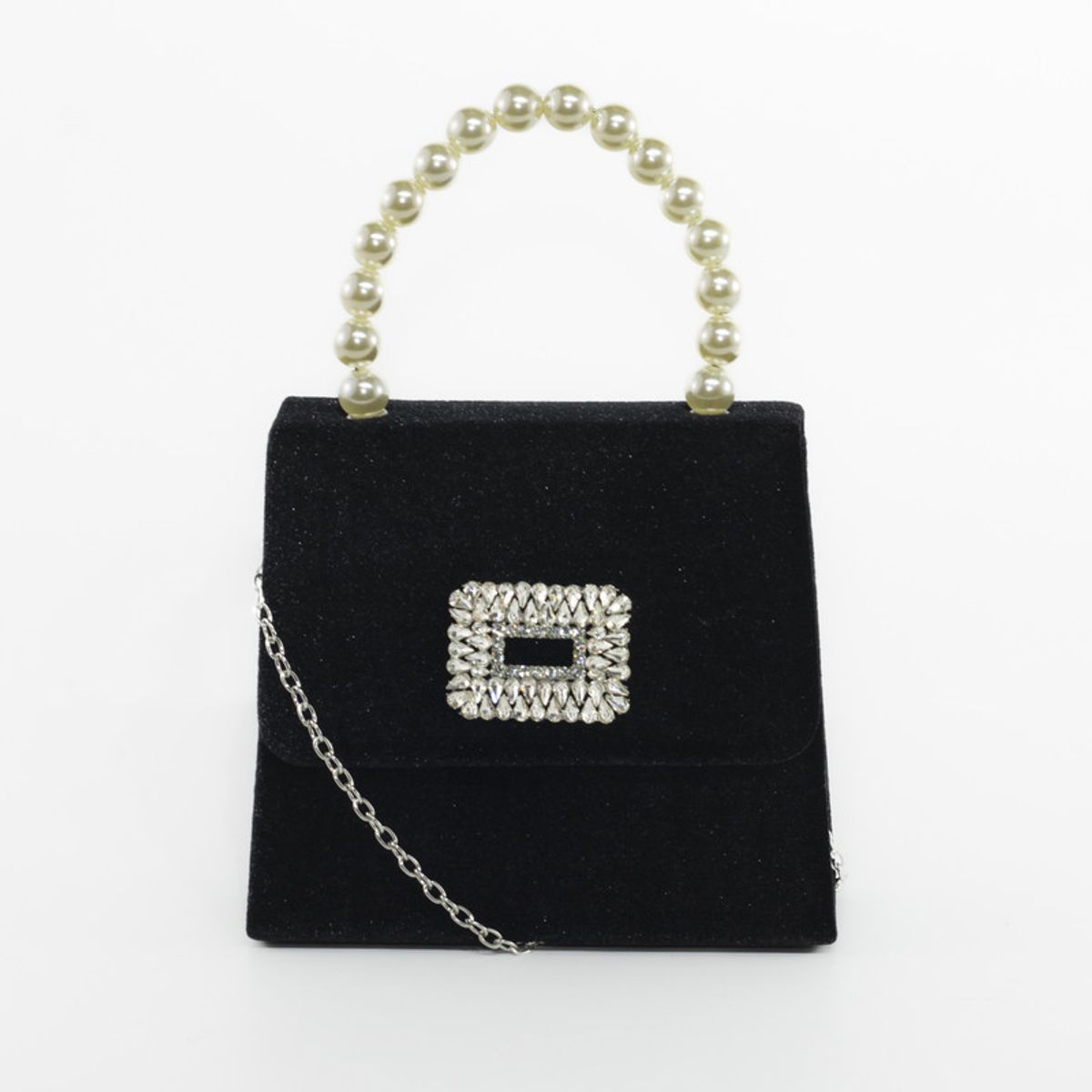 MAILEA - Cartera Noche Manilla Perlas Terciopelo Mailea