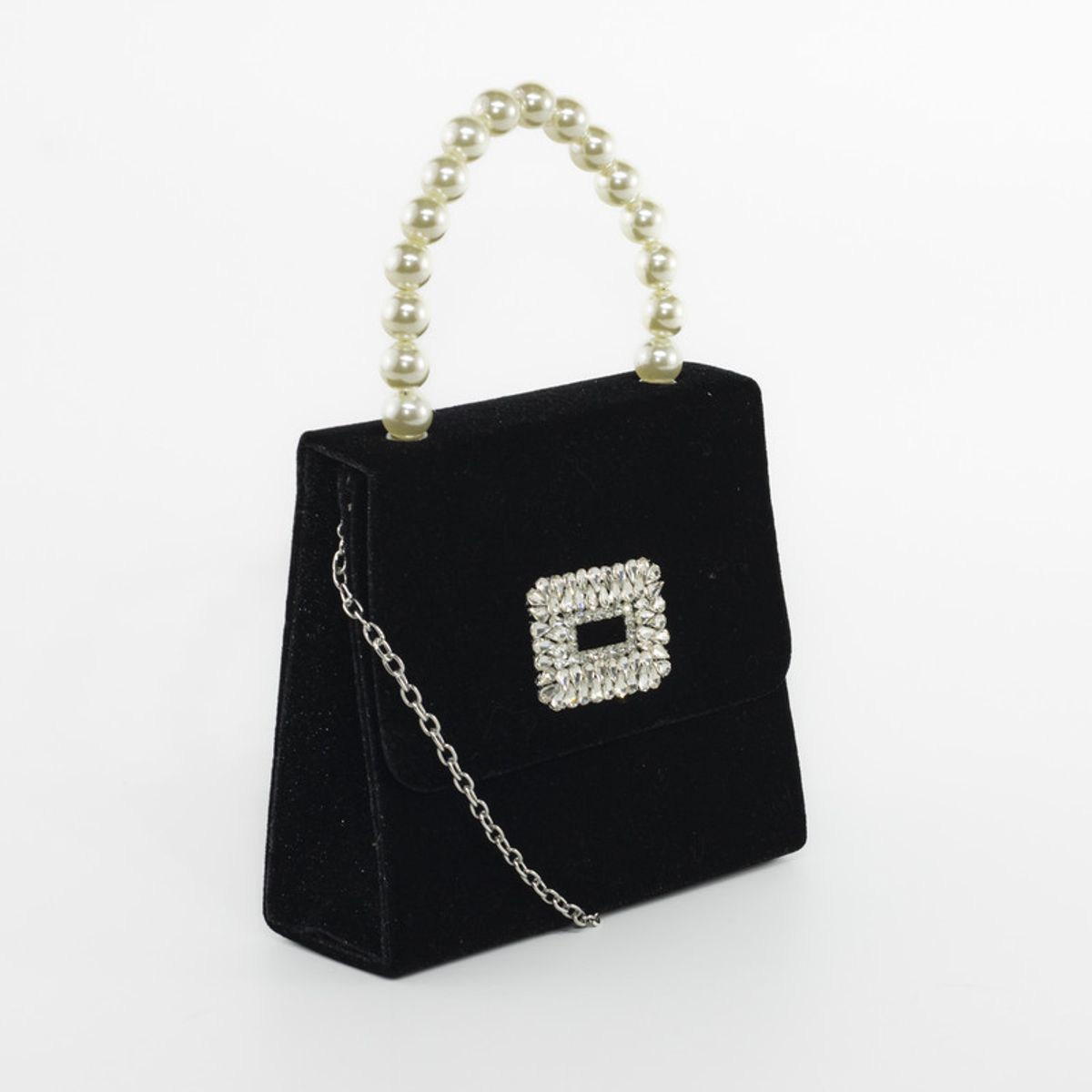 MAILEA - Cartera Noche Manilla Perlas Terciopelo Mailea