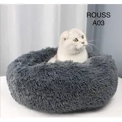 GENERICO - Cama para Mascotas Acolchada y Peludita 60cm Gris Oscuro