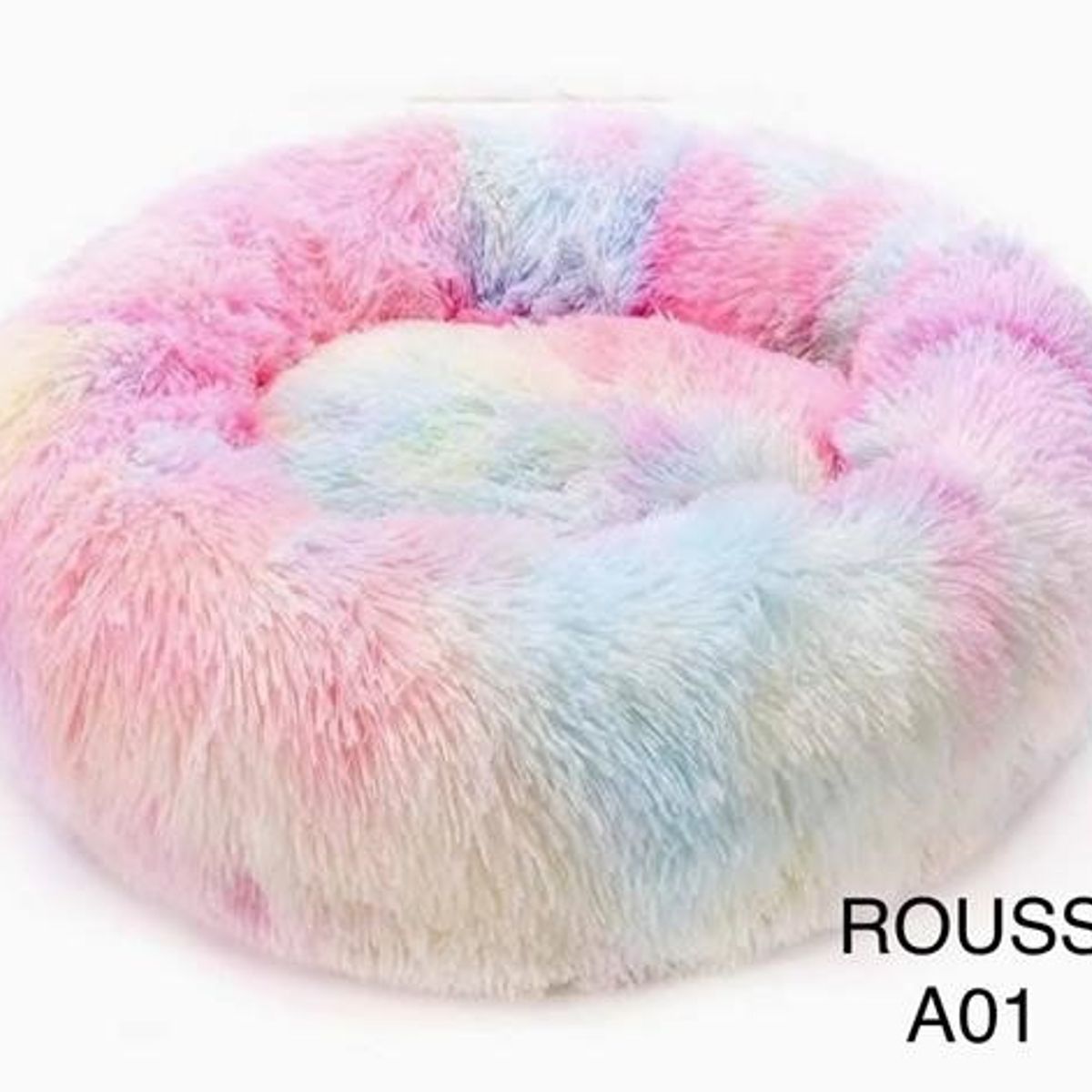 GENERICO - Cama para Mascotas Acolchada y Peludita 60cm Arcoiris