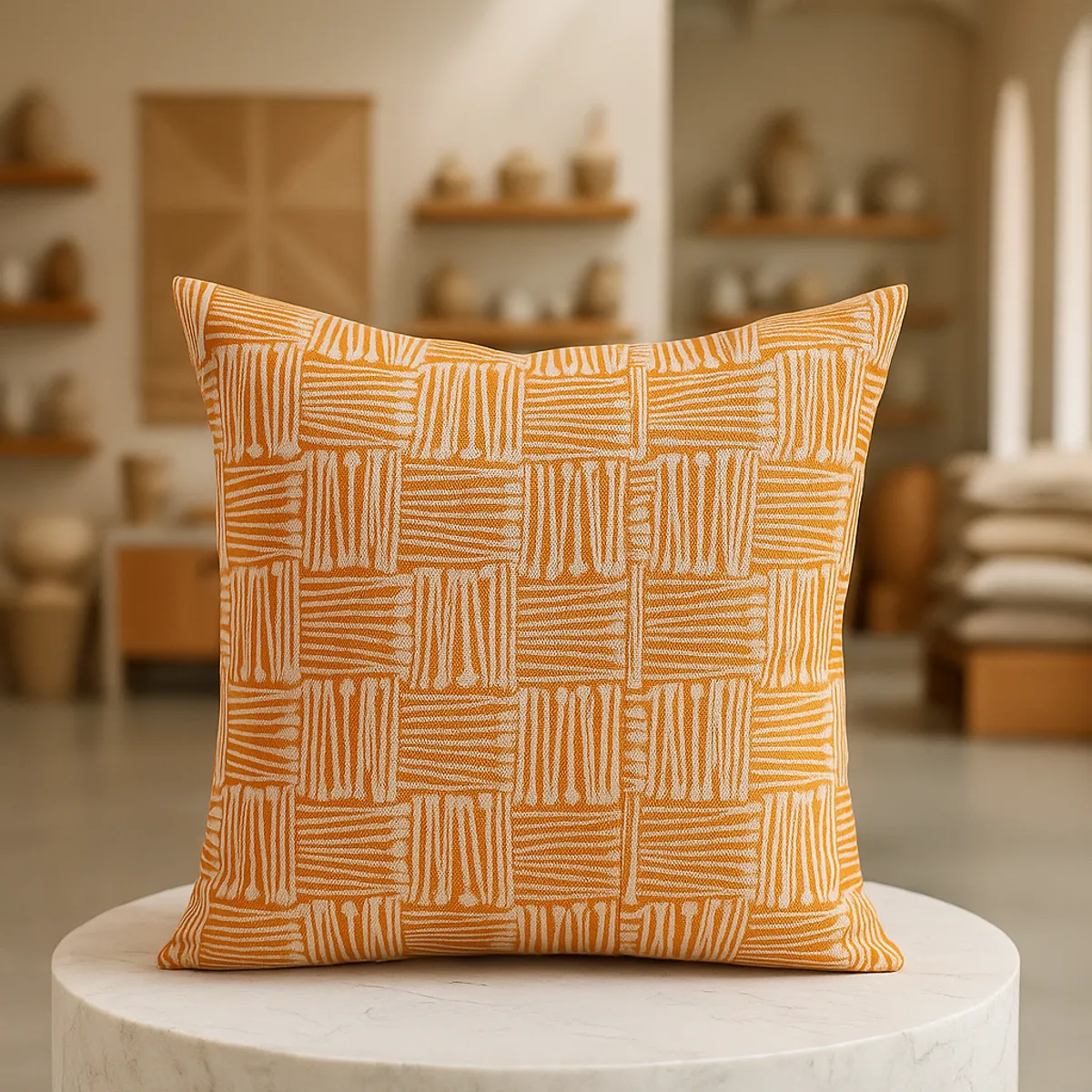 ARMONIA - Cubre cojín 45x45 tribal naranjo estilo boho envío Chile 694
