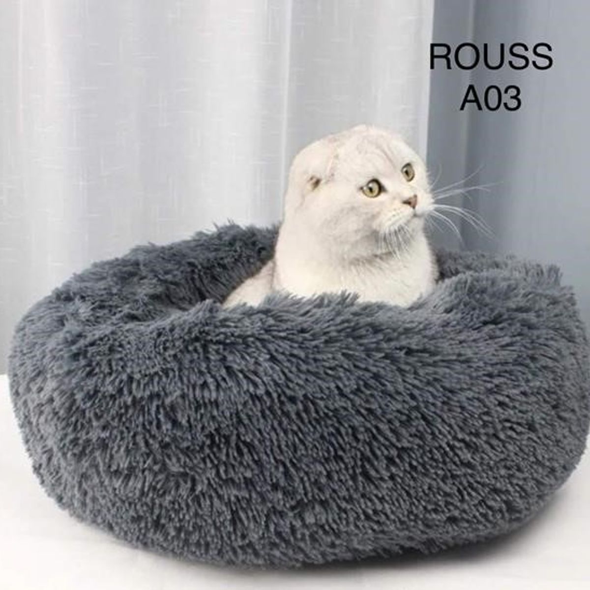 GENERICO - Cama para Mascotas Acolchada y Peludita 70cm Gris Plomo