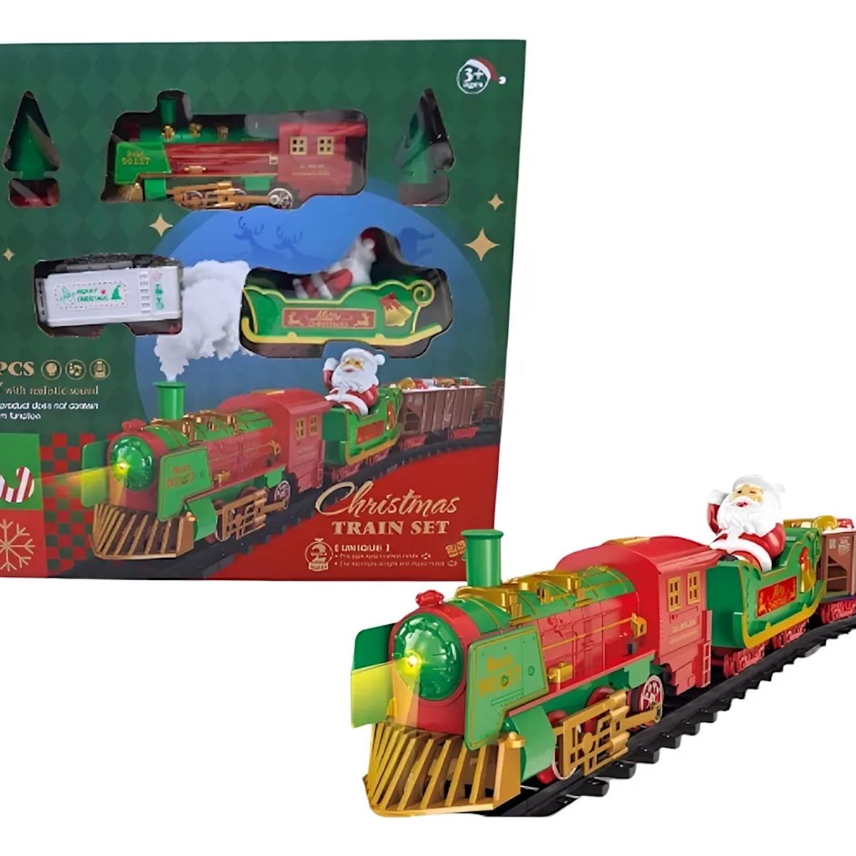 GENERICO - Tren Decoración Navidad Luz Sonido Juguete 13pcs