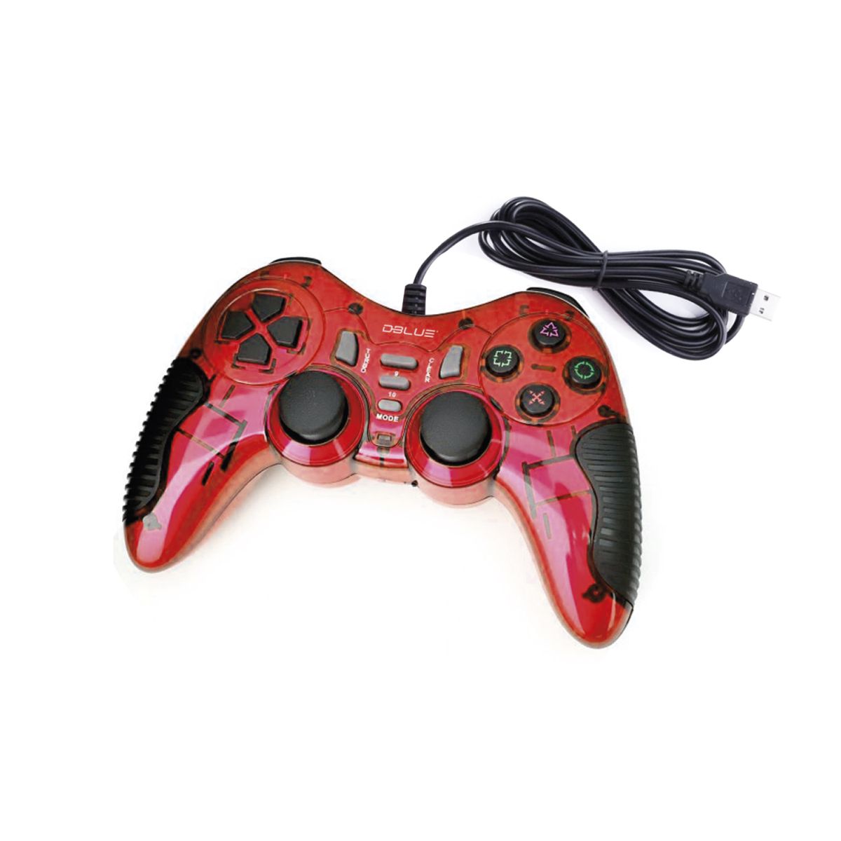 DBLUE - Joystick D-shock Usb Para Pc Color Rojo - Ps