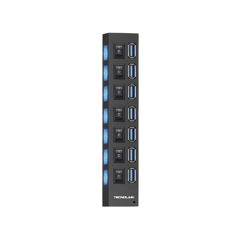 TECNOLAB - Hub 3.0 Usb 7 Puertos Con Interruptores Independientes - PS