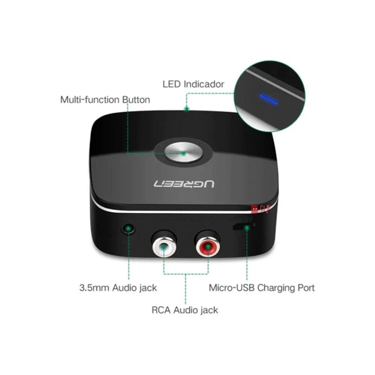 UGREEN - Receptor Audio Bluetooth 4.1 Y Rca - Ps