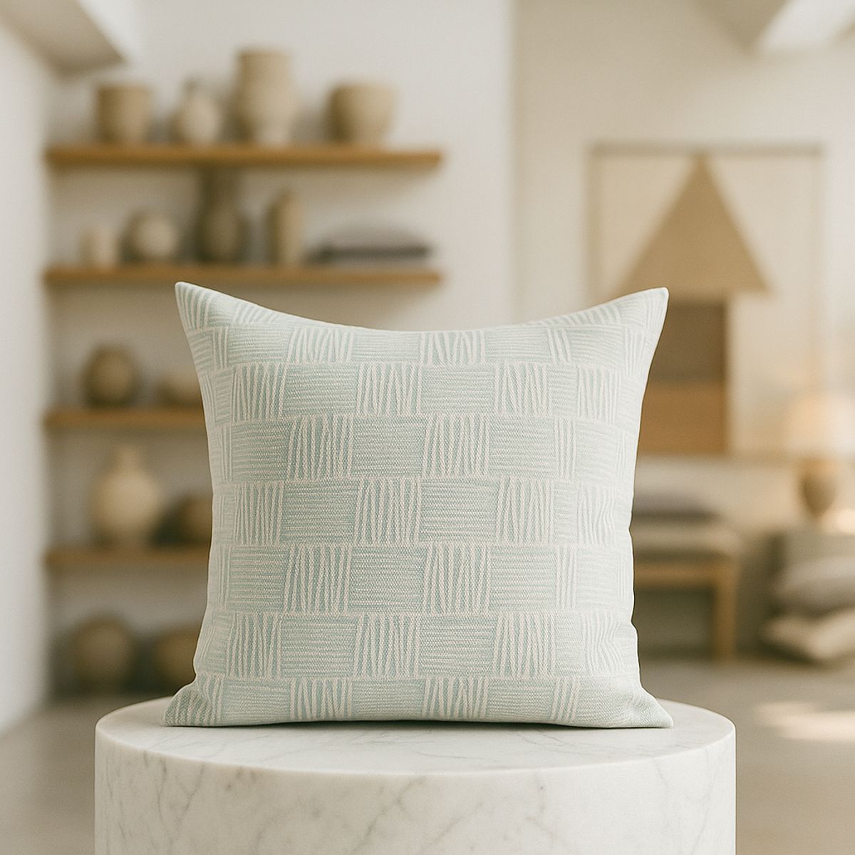 ARMONIA - Funda de almohadón 45x45 tribal verde claro decoración CL 694