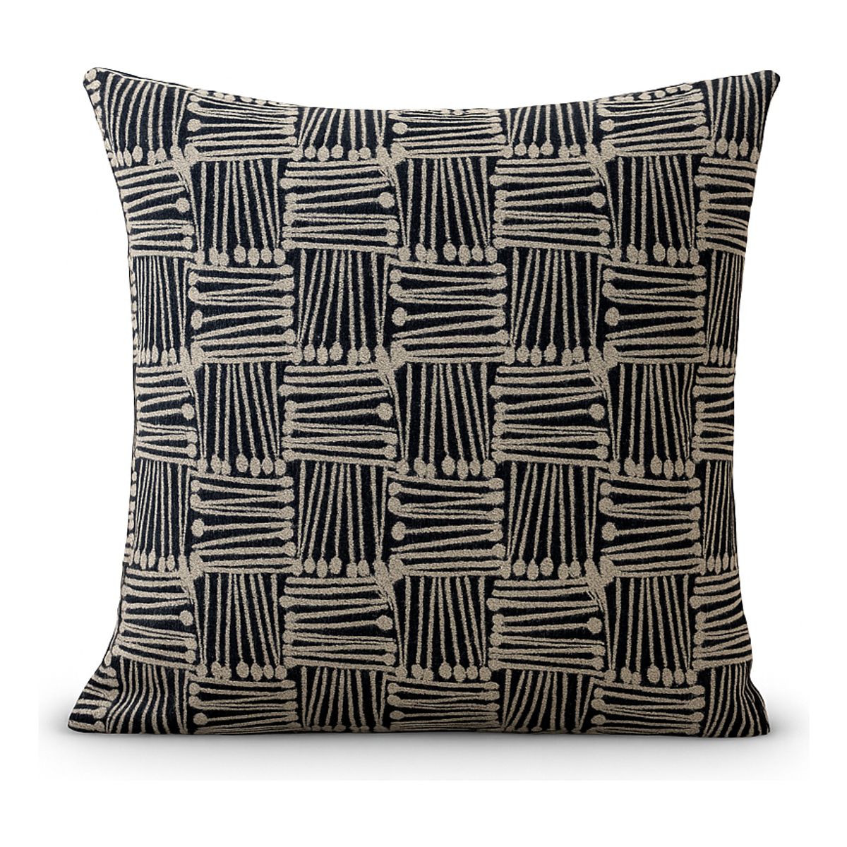 ARMONIA - Funda de cojín tribal negro 45x45 algodón suave 694