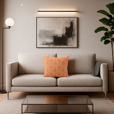 Imagen 2 del producto Funda de cojín naranjo 45x45 tribal para living Chile 694