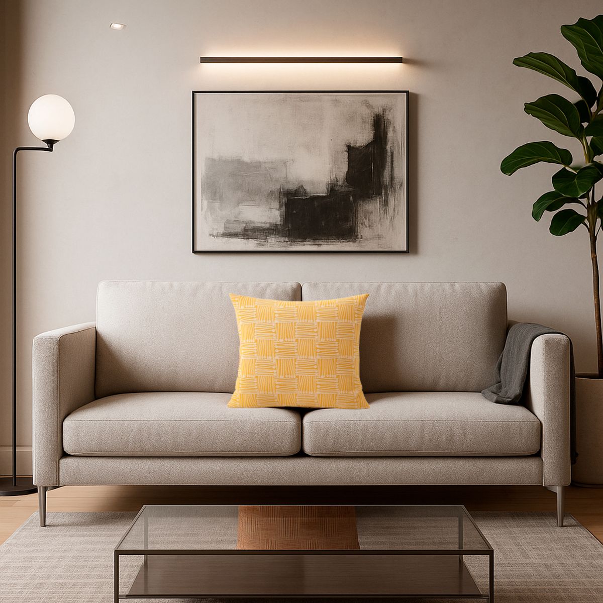 ARMONIA - Funda de almohadón tribal amarillo 45x45 decoración CL 694