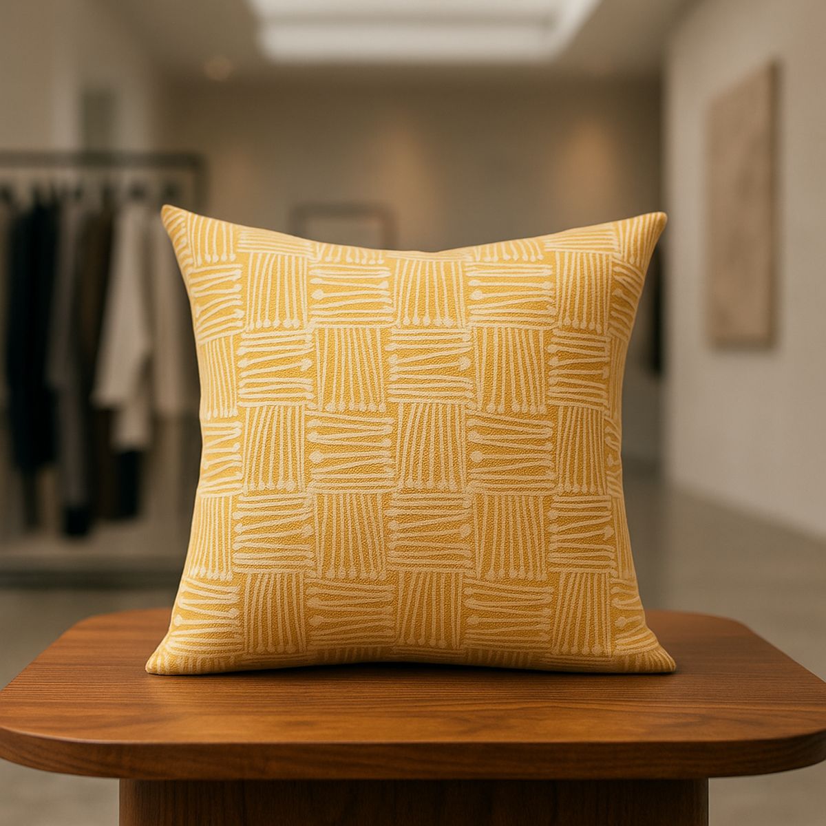 ARMONIA - Funda de almohadón tribal amarillo 45x45 decoración CL 694