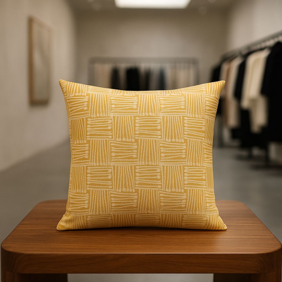 ARMONIA - Funda cojín decorativa amarilla 45x45 sofá dormitorio 694