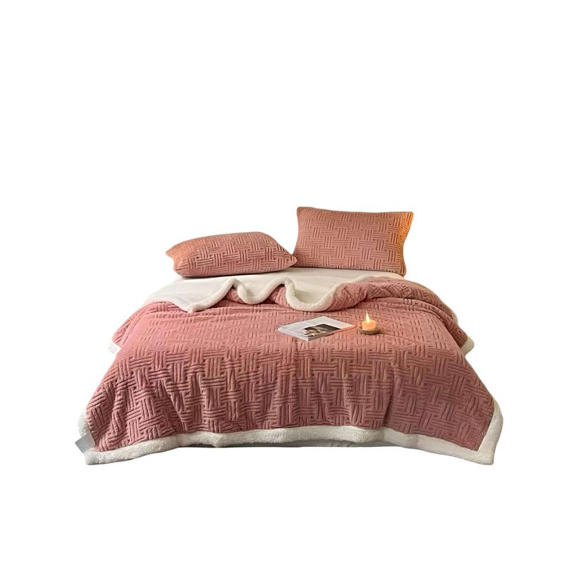 GENERICO - FRAZADA CON CHIPORRO ELEGANTE 200X230 cm ROSA