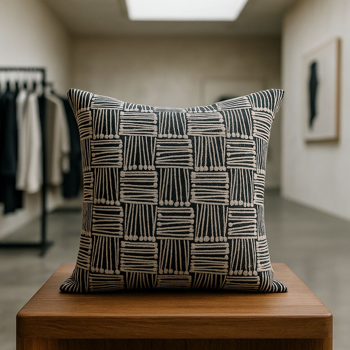 ARMONIA - Cubre cojín 45x45 tribal negro estilo boho envío Chile 694