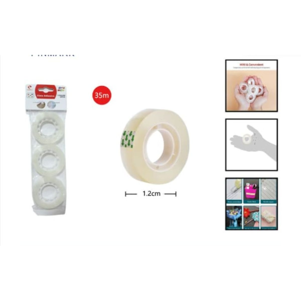 GENERICO - Cinta Plastica Transparente 1,2 Cm X 35 M Set 9 unidades