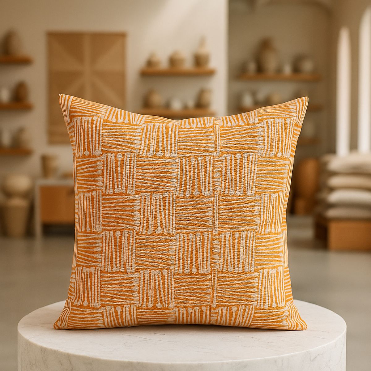 ARMONIA - Funda de almohadón 45x45 tribal naranjo decoración CL 694