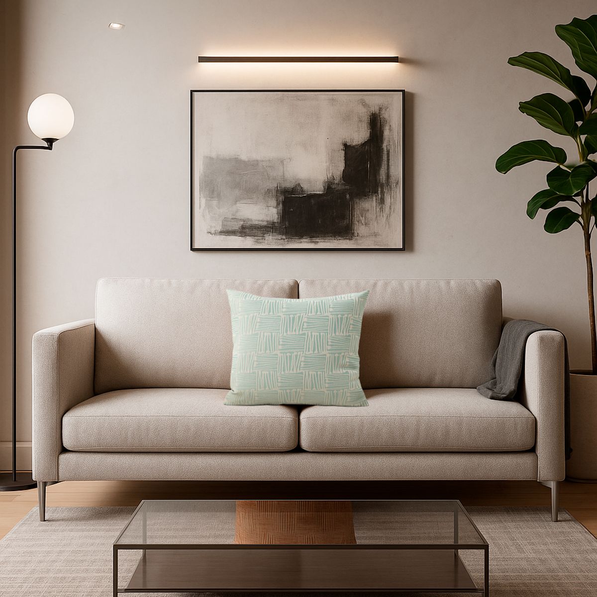 ARMONIA - Funda cojín decorativa verde claro 45x45 sofá dormitorio 694