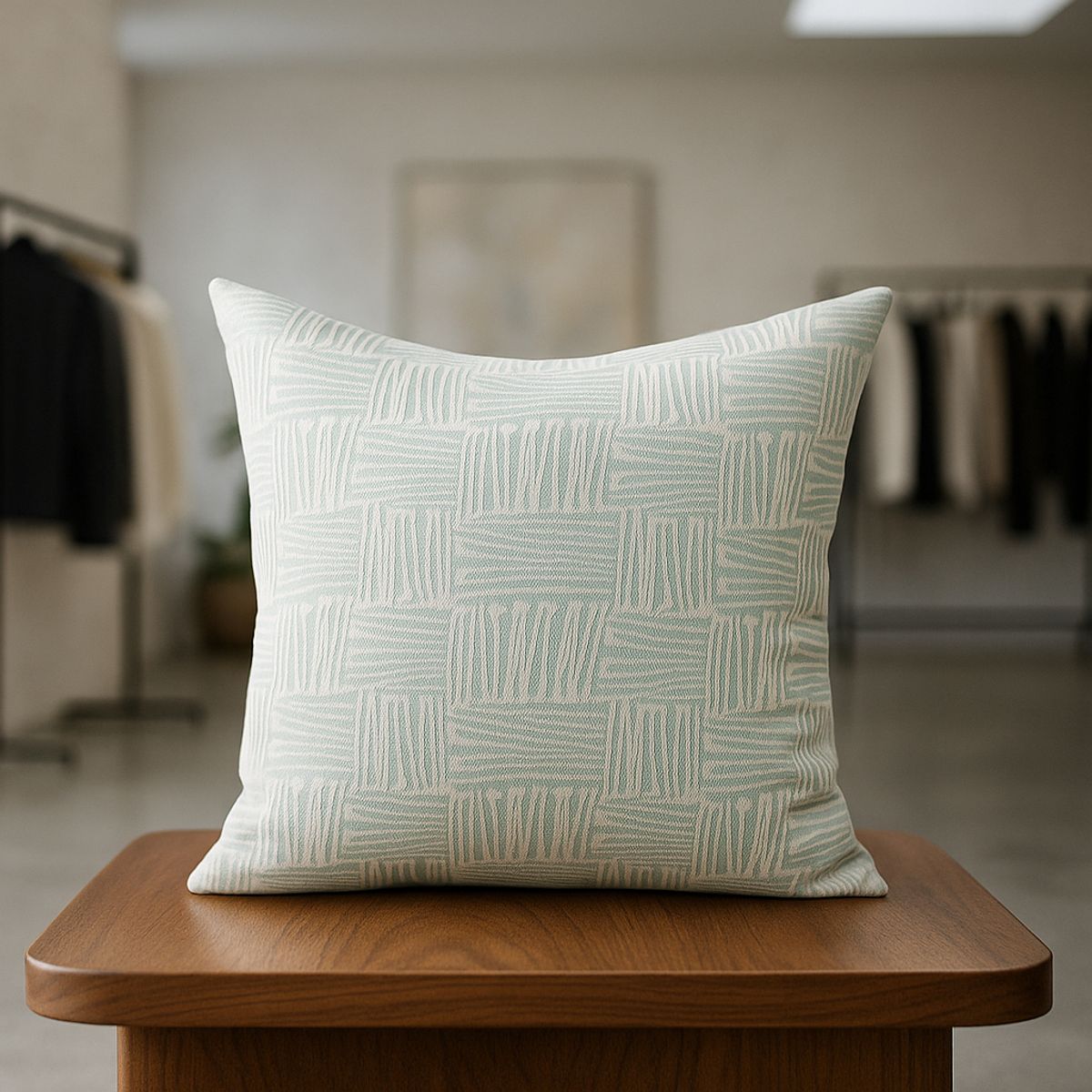 ARMONIA - Funda de cojín tribal verde claro 45x45 algodón suave 694