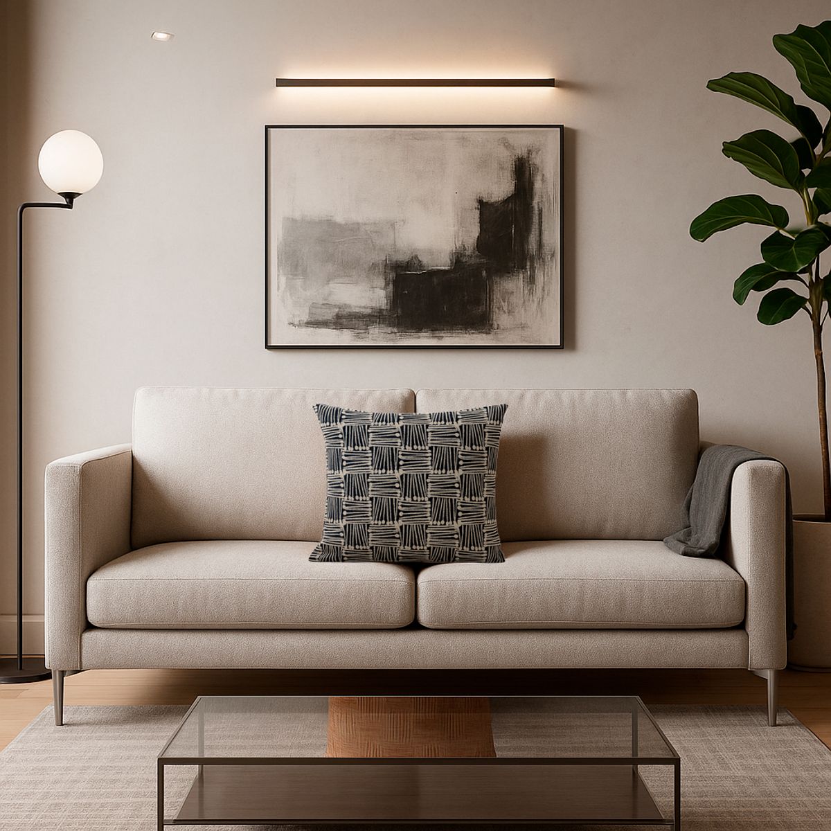 ARMONIA - Funda de cojín negro 45x45 tribal para living chileno 694