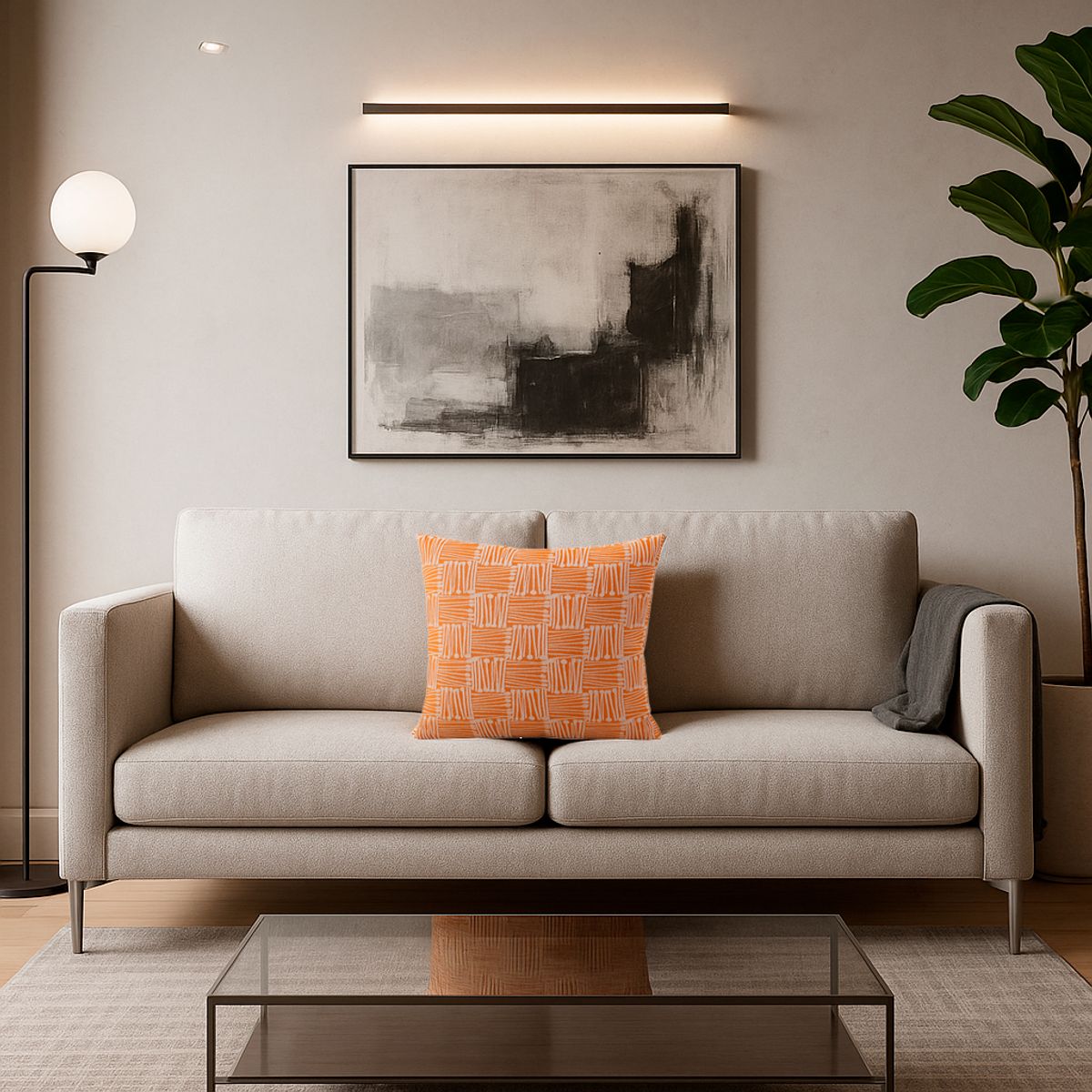 ARMONIA - Funda de almohadón 45x45 tribal naranjo decoración CL 694