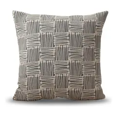 ARMONIA - Funda de cojín tribal gris 45x45 algodón suave 694