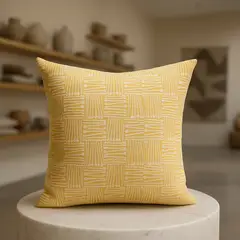 ARMONIA - Funda de cojín amarillo 45x45 tribal para living Chile 694
