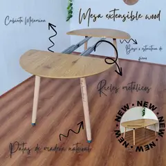 GENERICO - Mesa extensible wood de 100cm hasta 180cm