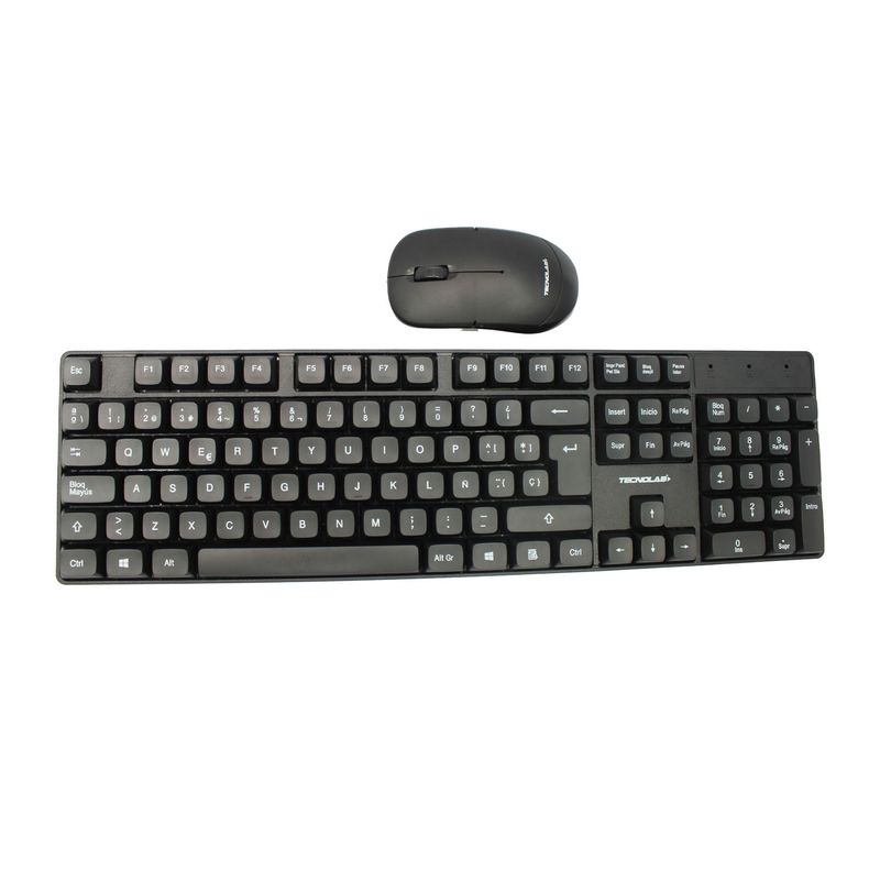 TECNOLAB - Kit Teclado + Mouse Inalámbrico 24G Ergonómico - PS