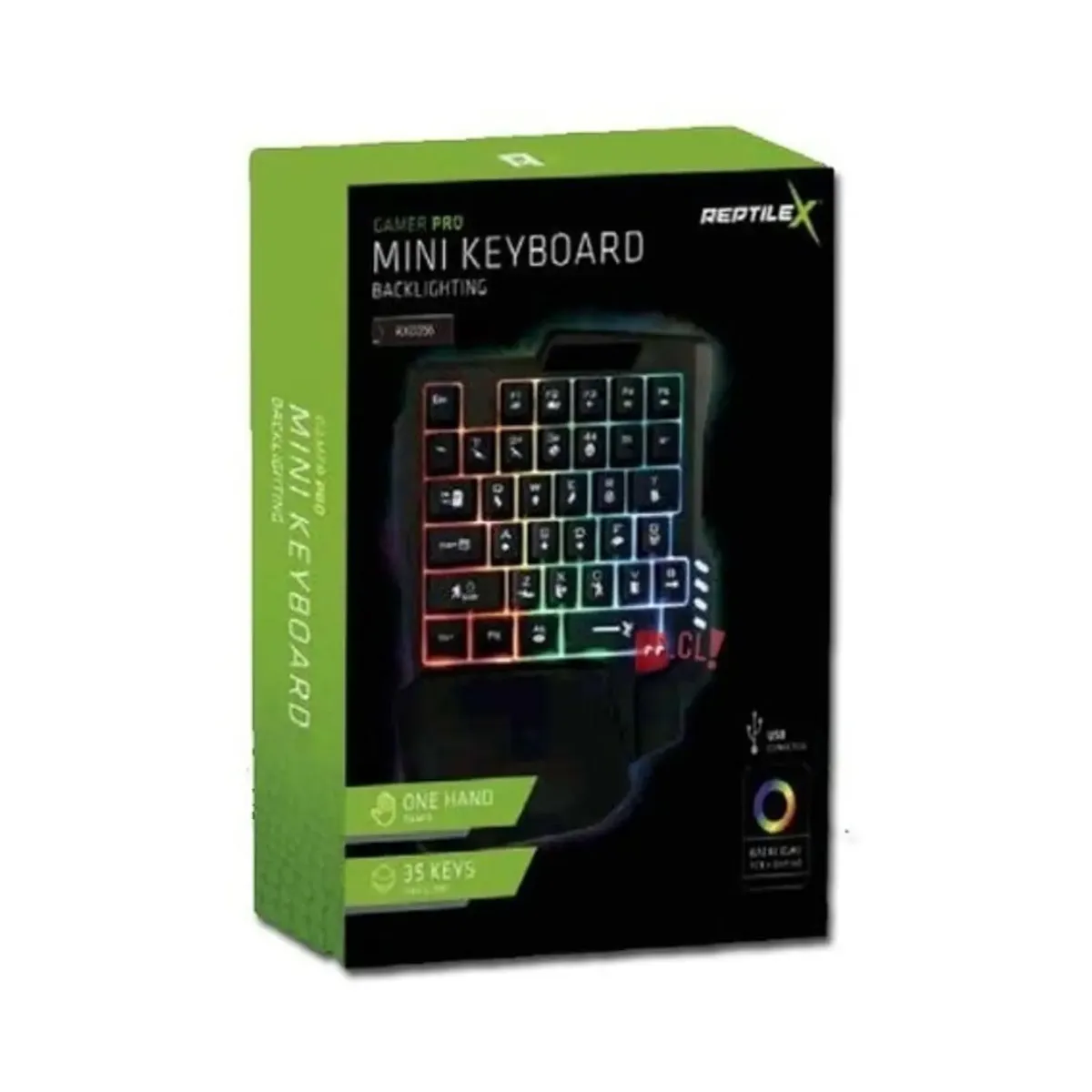 REPTILEX - Teclado Gamer De Una Mano 35 Teclas Retroiluminado - Ps