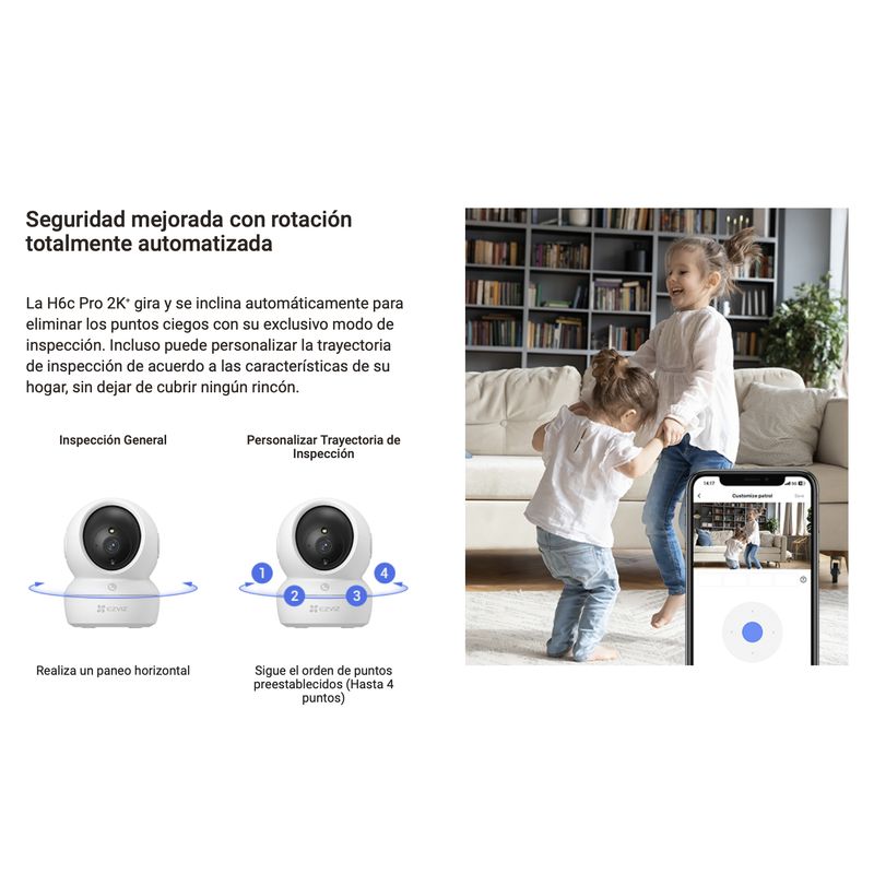 EZVIZ - Smart Cámara Ezviz De Interiores 2k Pro Giratoria Wi-fi Rj45