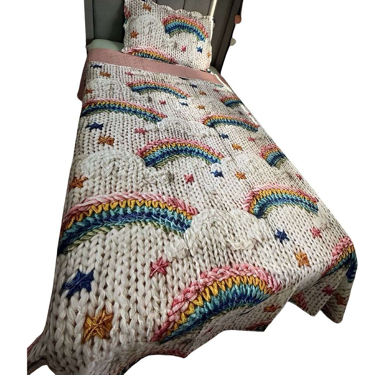 GENERICO - CUBRECAMA QUILT DE VERANO NIÑA NIÑO INFANTIL ARCOIRIS
