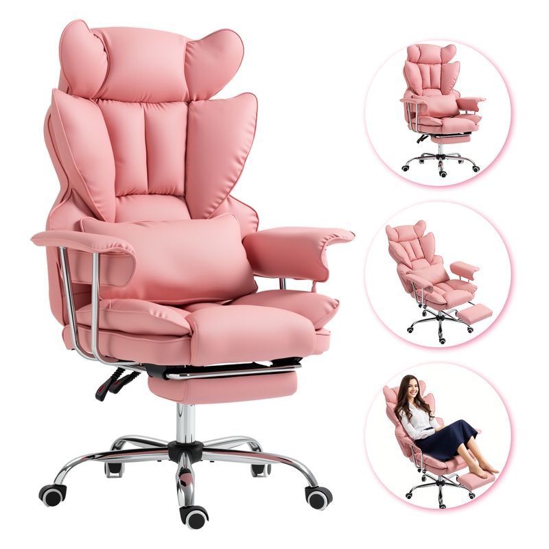 VIDITA - Silla Escritorio Ejecutiva Emilio Premium+ Oficina Ergonomica Pu Rosa